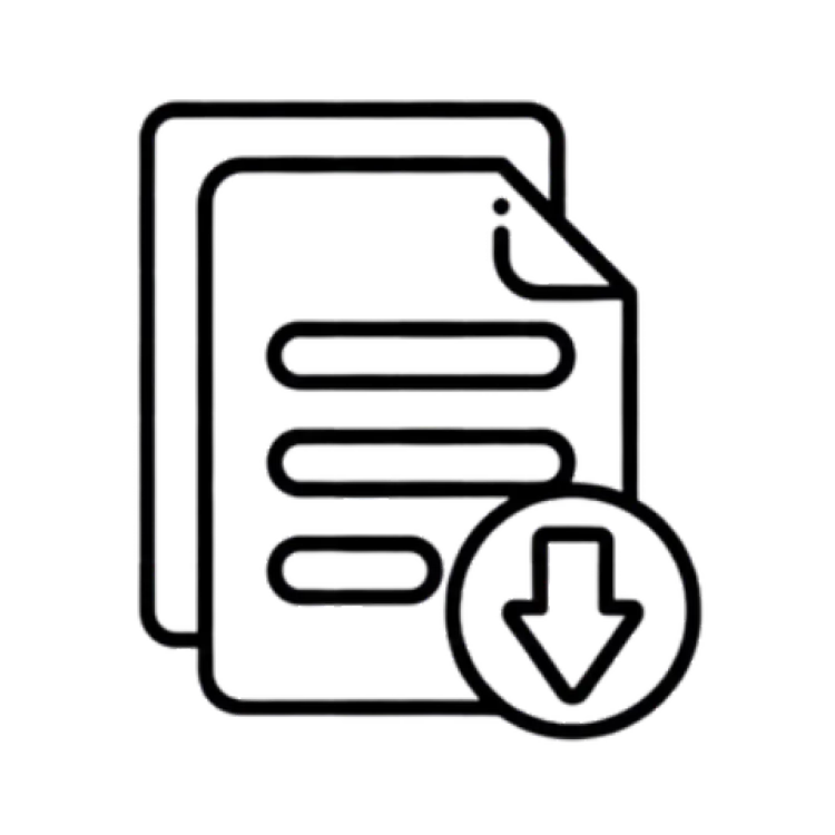 Icono lineal que representa la acción de descargar archivos