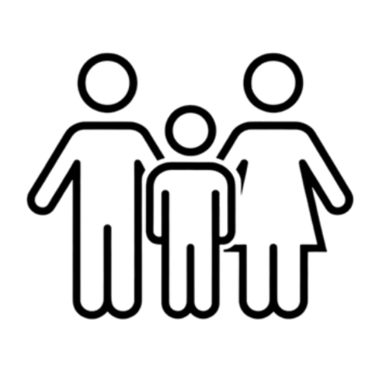 Icono lineal que representa a una familia