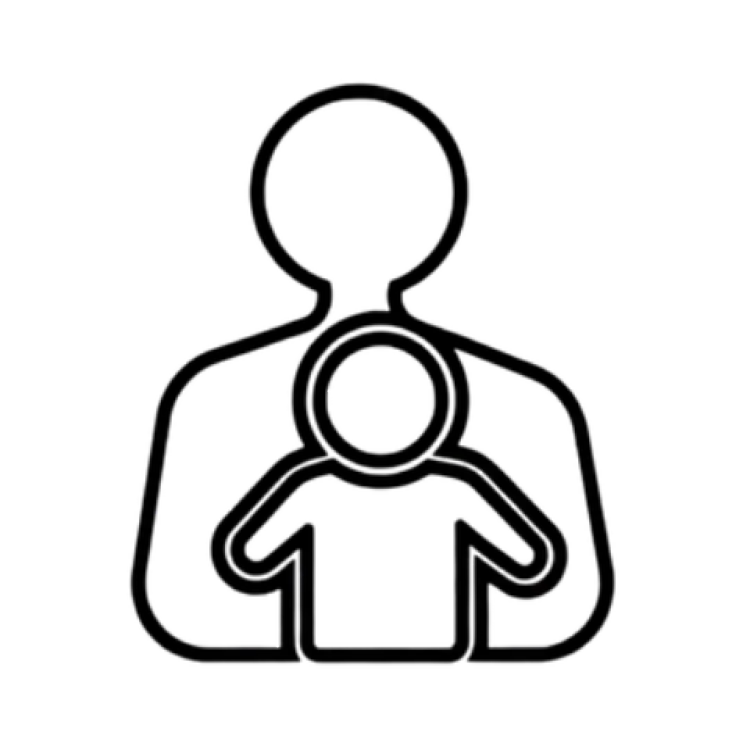 Icono lineal que representa a un papá junto a su hijo