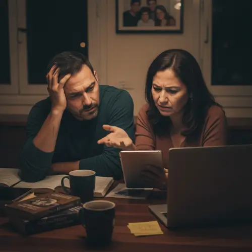 Padres mostrando preocupación mientras reflexionan sobre sus hijos