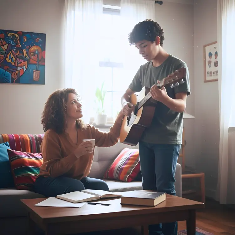 Padre ayudando a sus hijos a sentirse seguros y acompañados
