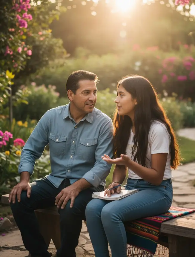 Padre brindando seguridad y confianza a sus hijos