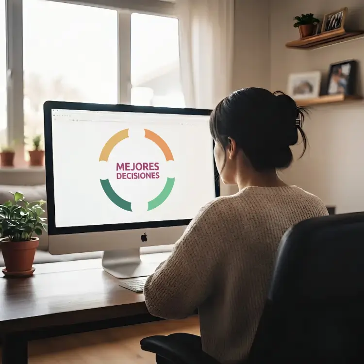 Mujer buscando un curso en línea